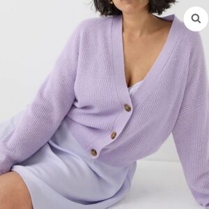 NWT J.Crew Lilac Purple Ribbed V-Neck Cardigan Sweater Size M